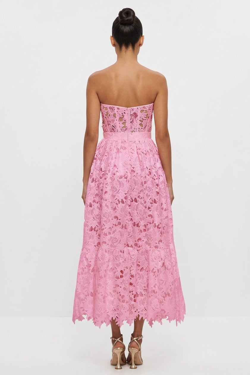 Lace Bustier Midi Dress