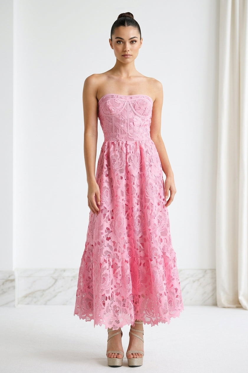 Lace Bustier Midi Dress