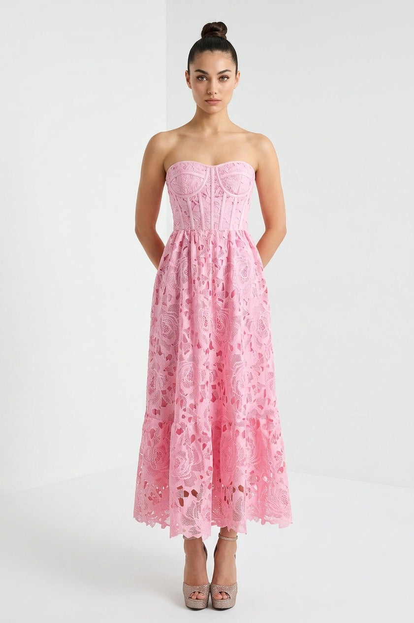 Lace Bustier Midi Dress