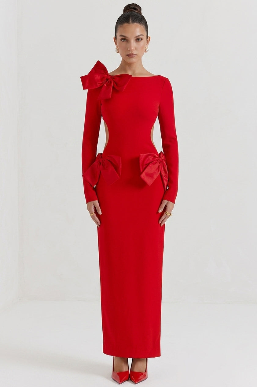 Lavele Red Bow Maxi Dress