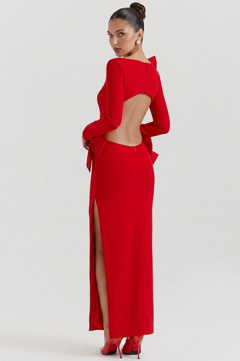 Lavele Red Bow Maxi Dress