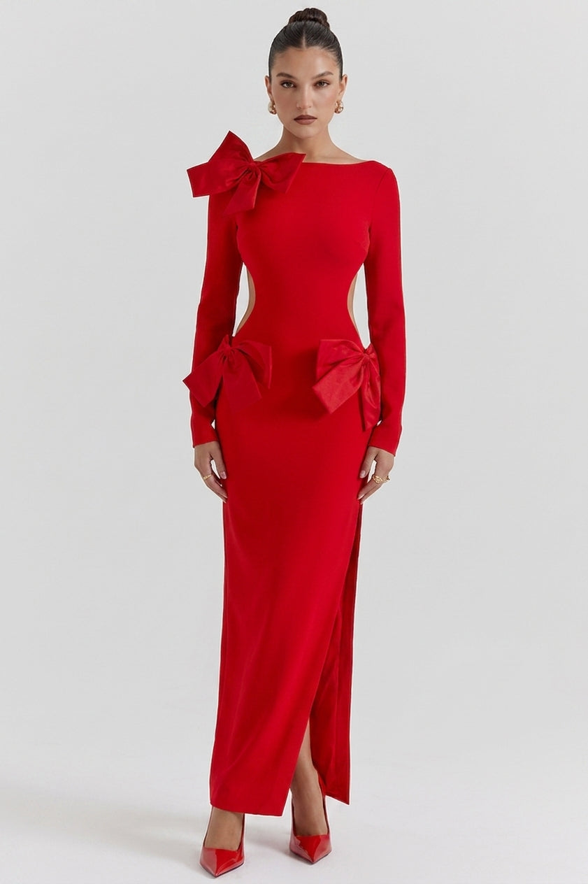 Lavele Red Bow Maxi Dress