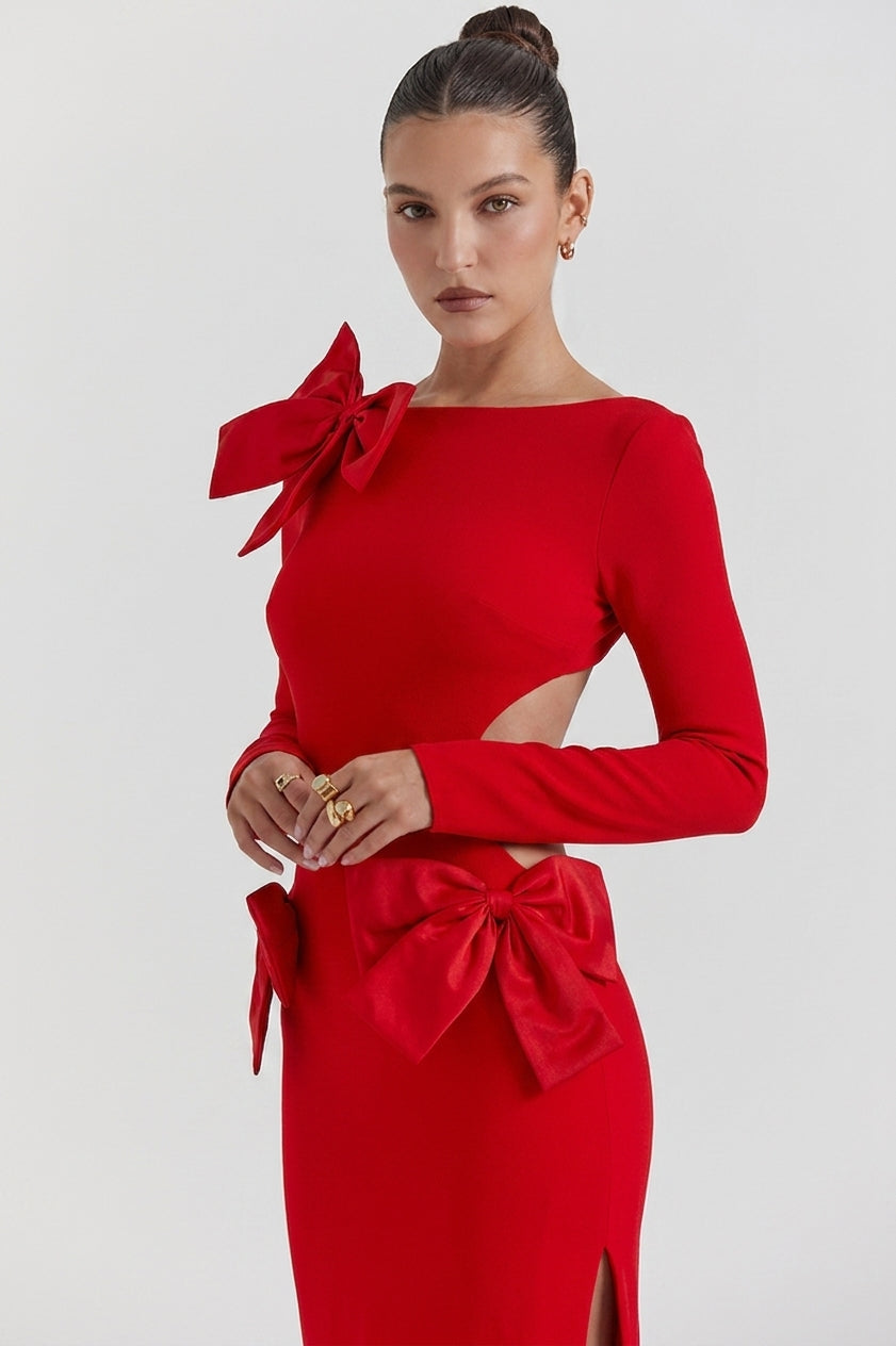 Lavele Red Bow Maxi Dress