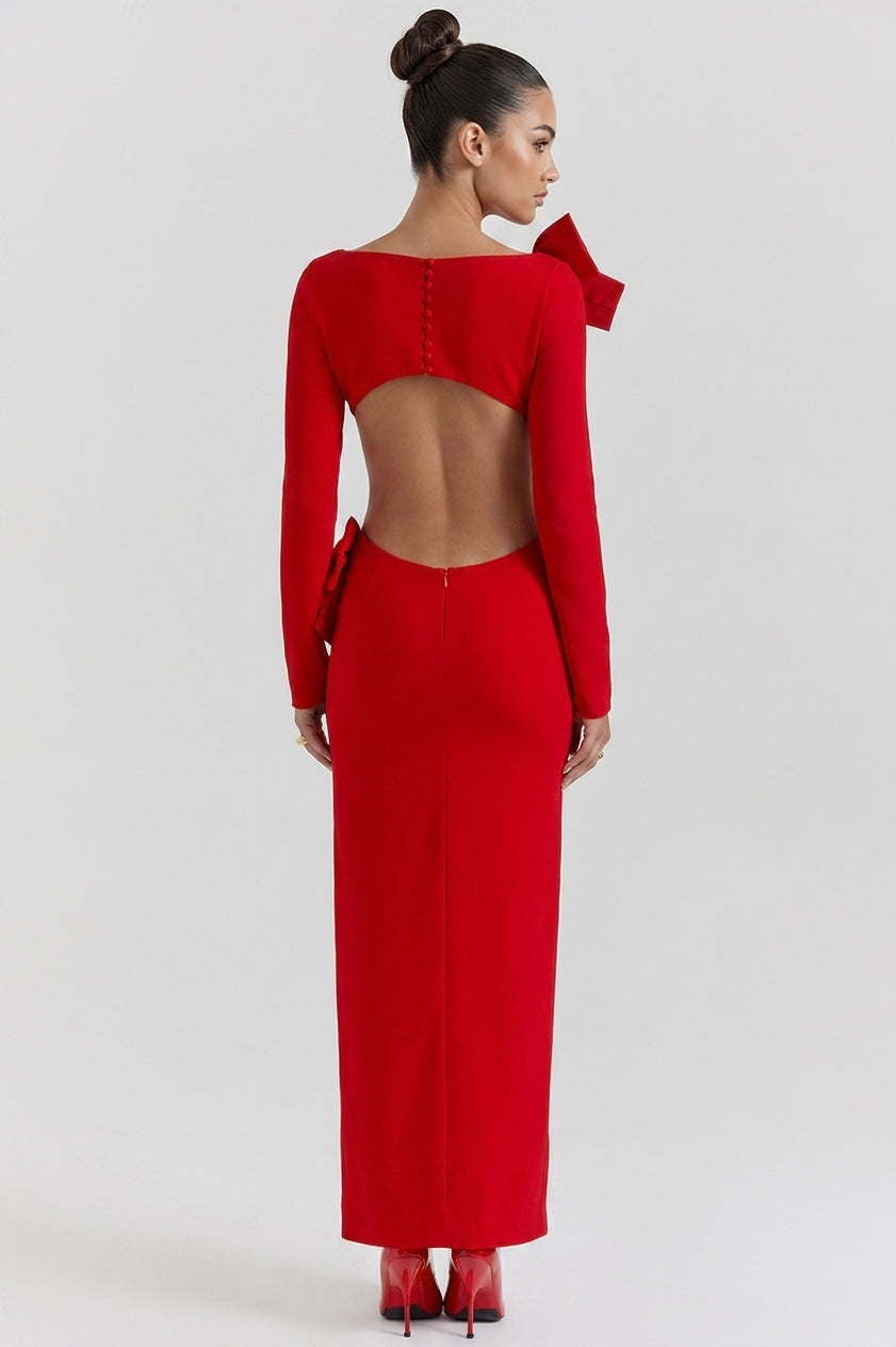 Lavele Red Bow Maxi Dress