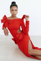 Lavele Red Bow Maxi Dress