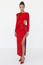 Lavele Red Bow Maxi Dress