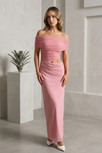 Leona Off Shoulder Sheer Maxi Dress