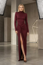 Lila Long Sleeve High-slit Maxi Dress