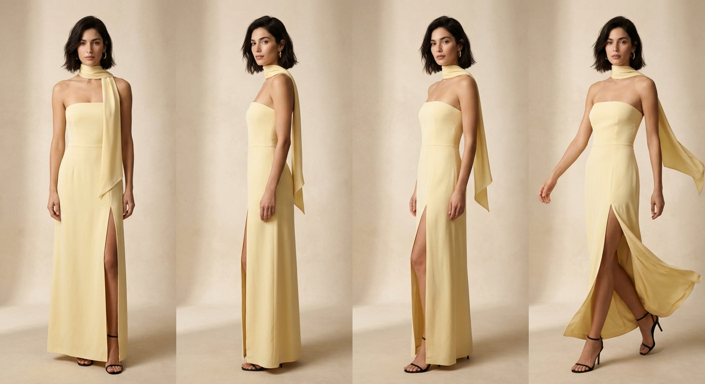 Paula High Slit Asymmetric Maxi Dress with Scarf