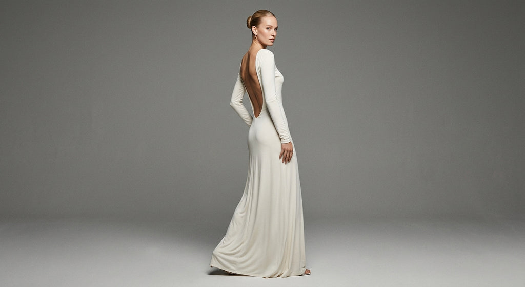 Quintina Plunging Back Long Sleeve Maxi Dress