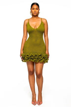 Sara V-neck Ruffle Hem Knit Mini Dress — VELOU