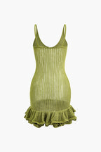 Sara V-neck Ruffle Hem Knit Mini Dress — VELOU